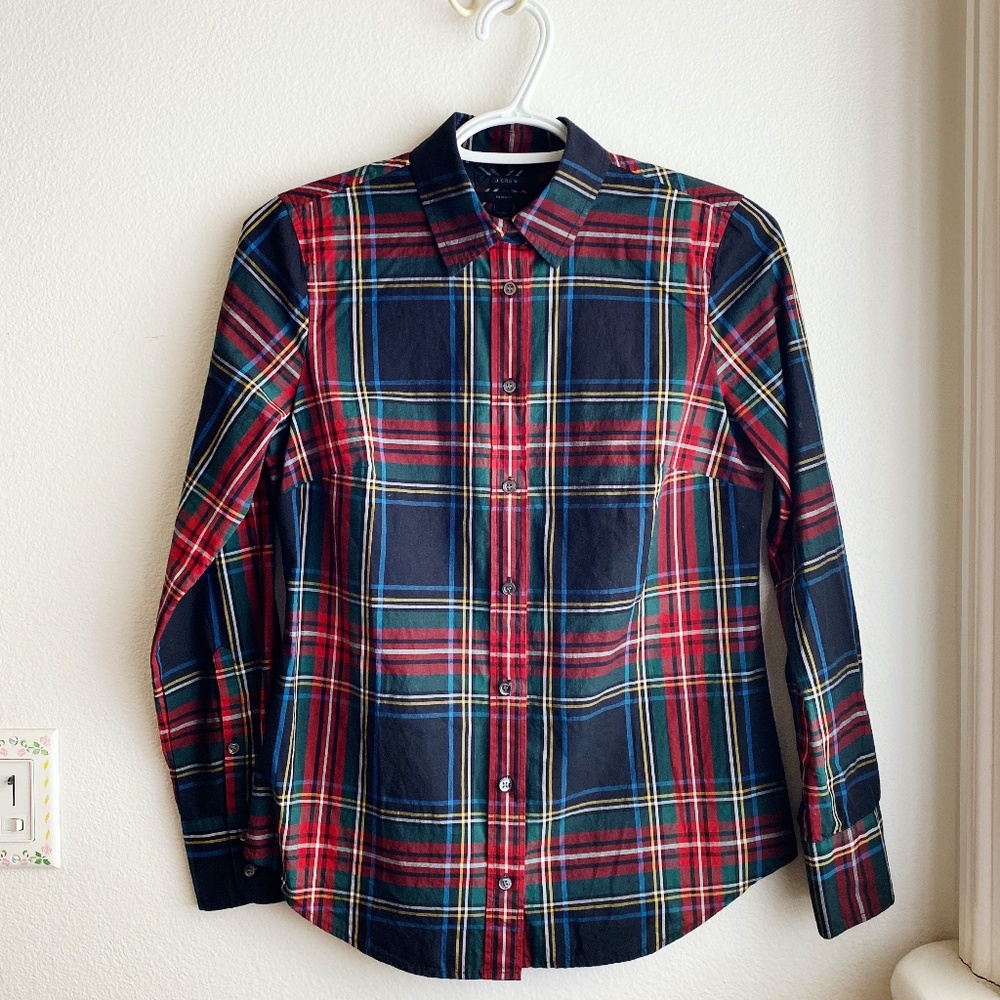 J. CREW PERFECT SHIRT IN STEWART PLAID
